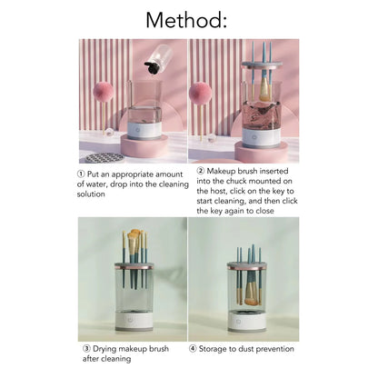 Automatic makeup brush cleaner